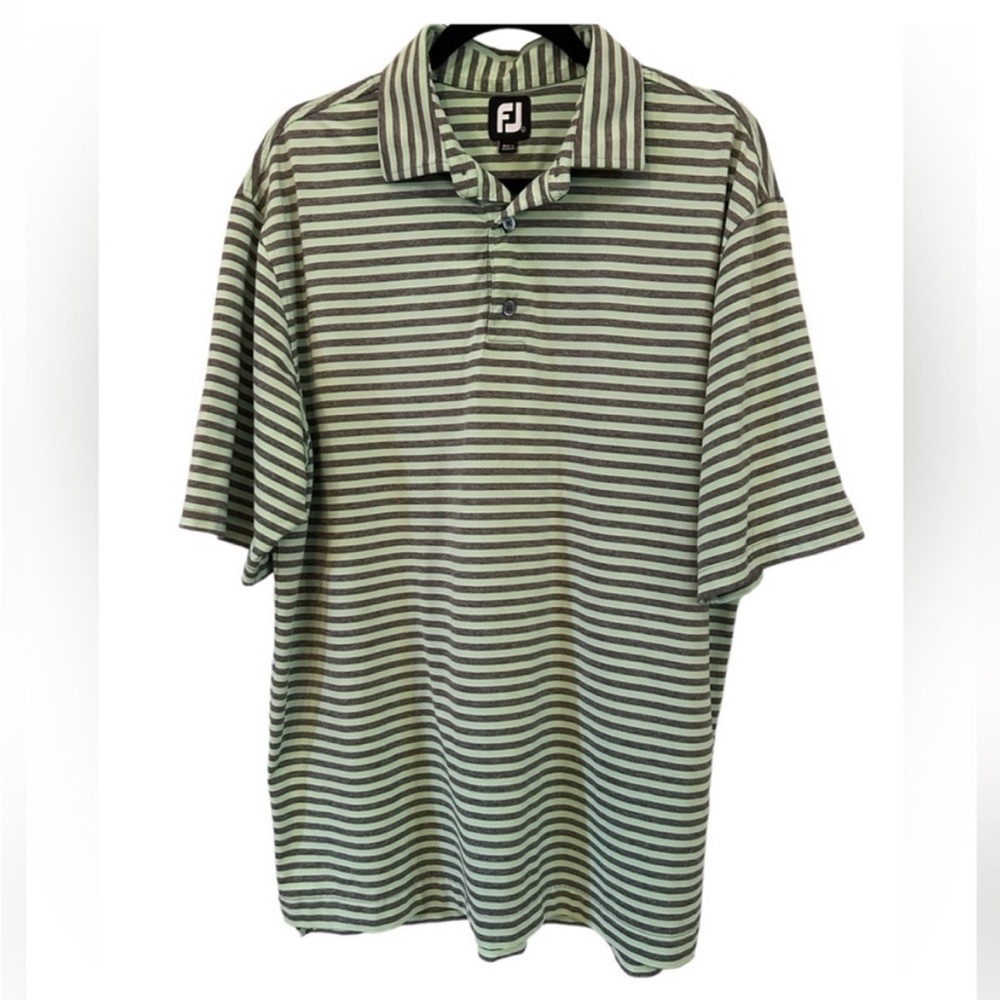 FootJoy lime green and brown striped men's short sleeve polo size L